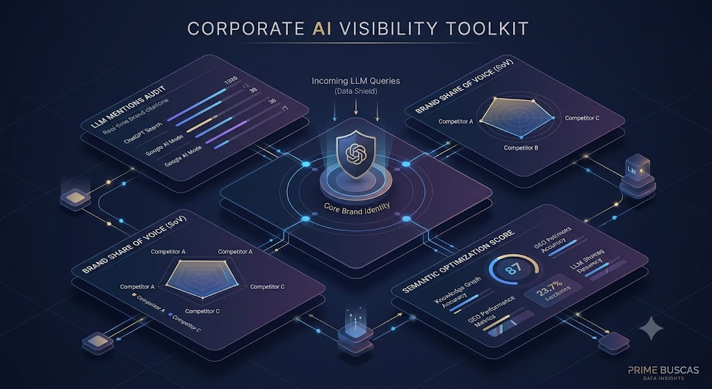 Painel de dados do AI Visibility Toolkit da Semrush focado em busca generativa.